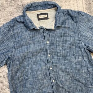 Ace Rivington Shirt Mens XL Blue Gauzy Chambray Double Knit Coastal Preppy Beach